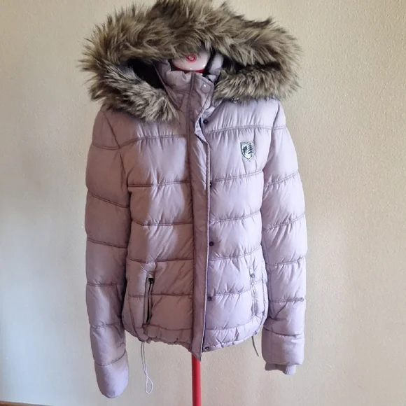 Y2K American Eagle Outfitters Lavendar Faux Fur Removable Hood Size XL/TG - Picture 1 of 12